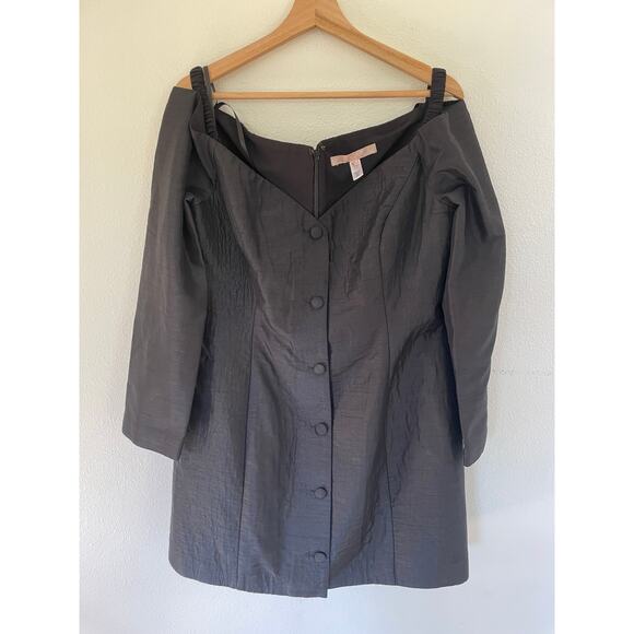 Anthropologie Hutch Long-Sleeve Off-The-Shoulder Black Mini Dress Small - Picture 6 of 11